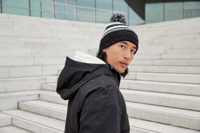 Striped Fan Beanie