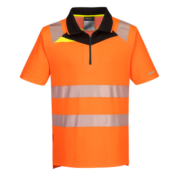 PortWest DX4 Warnschutz Polo Shirt mit Reißverschluss kurzarm