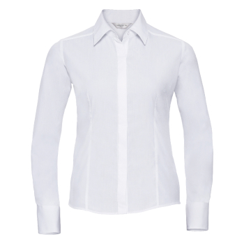 Russel Ladies' Long Sleeve Fitted Polycotton Poplin Shirt