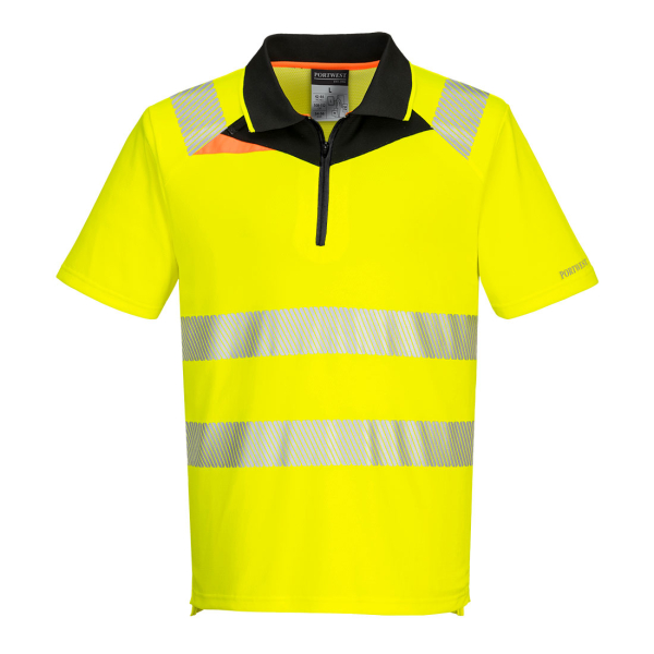 PortWest DX4 Warnschutz Polo Shirt mit Reißverschluss kurzarm