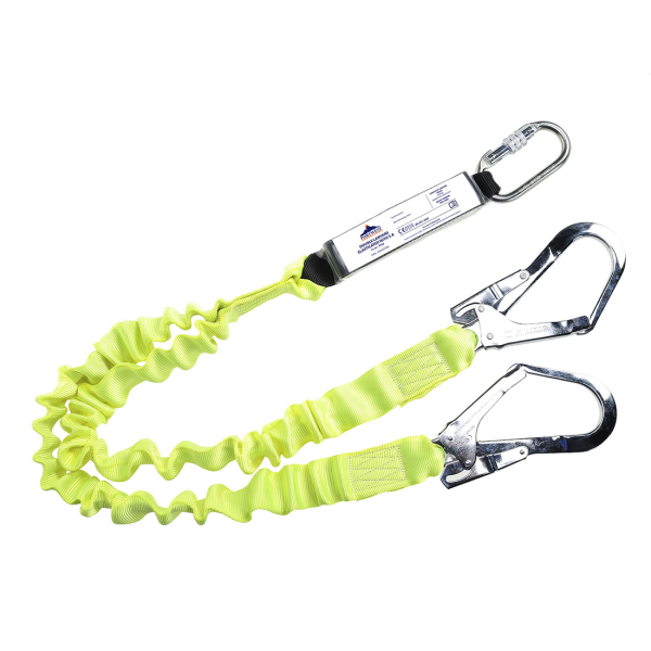 PortWest Elastisches Doppel-Halteseil mit Bandfalldämpfer