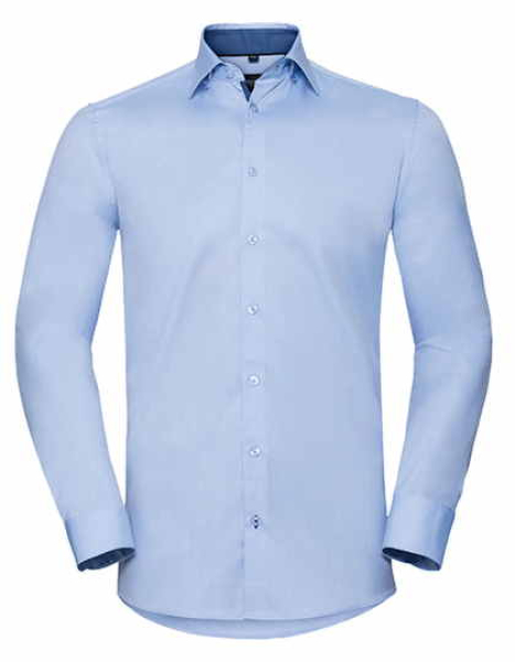 Men´s Long Sleeve Tailored Contrast Herringbone Shirt 